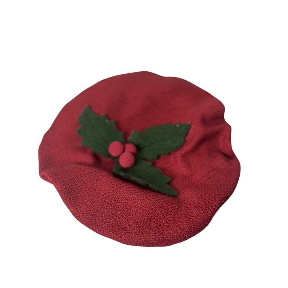 VTG Longaberger Christmas Holly Basket Lid Cover 6.5" Red Fabric USA Made